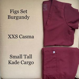 Figs EUC Burgundy XXS Casma & S/T Kade